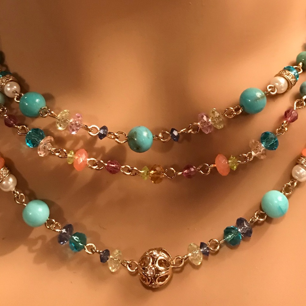 👑EXQUISITE COLLAR BEADED NECKLACE 👑GOLD TONE👑